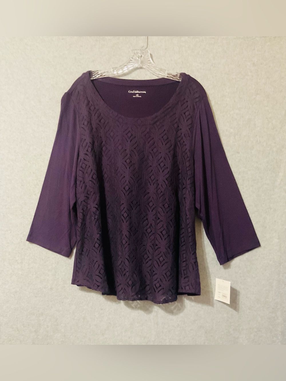 Croft & Barrow Purple Lace-Front Women's Top SZ 1XL